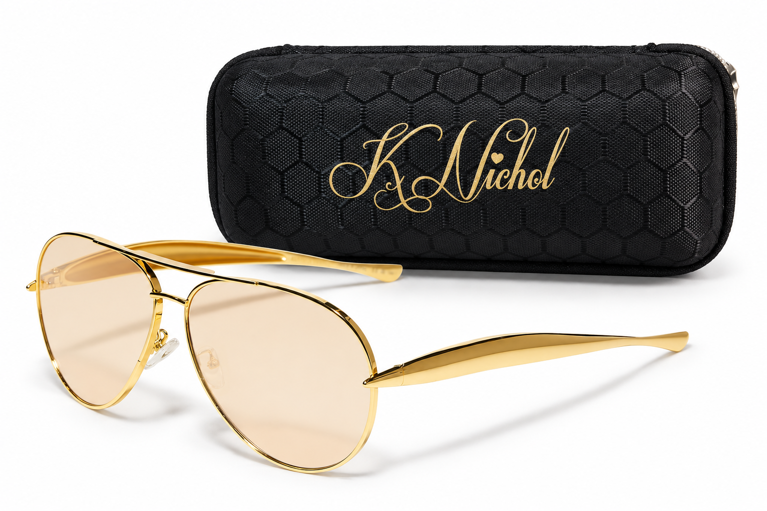 Gold Frame- Champagne Lens with textured K Nichol Sunglasses case