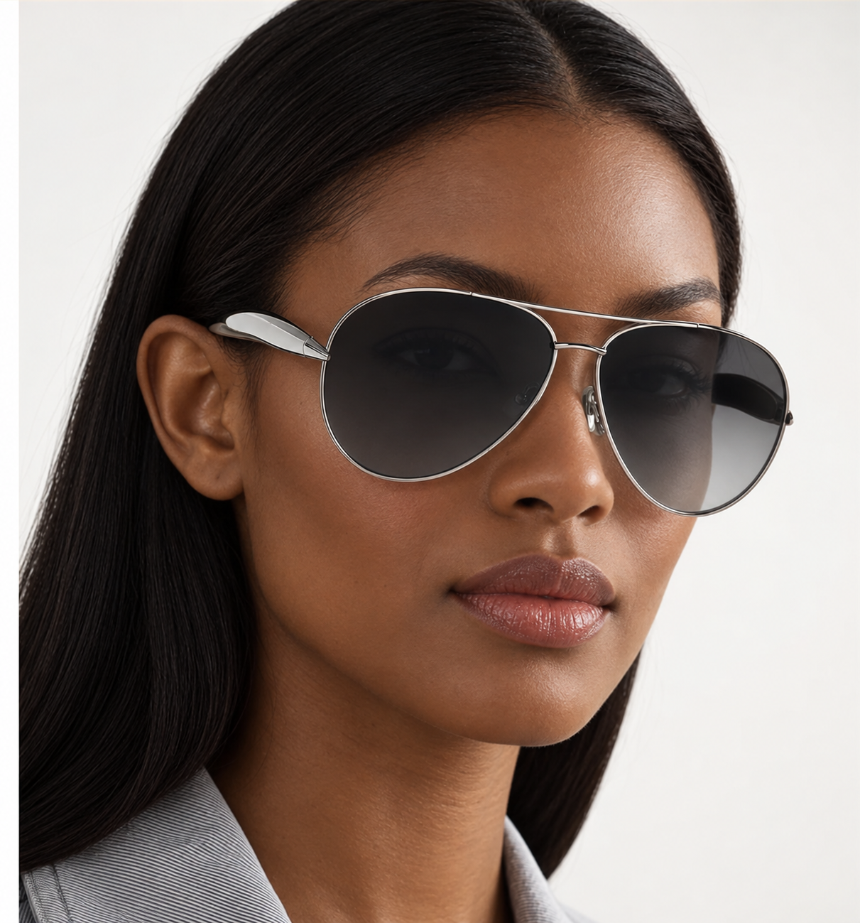 Silver Frame- Gradient Black Lens modeled view