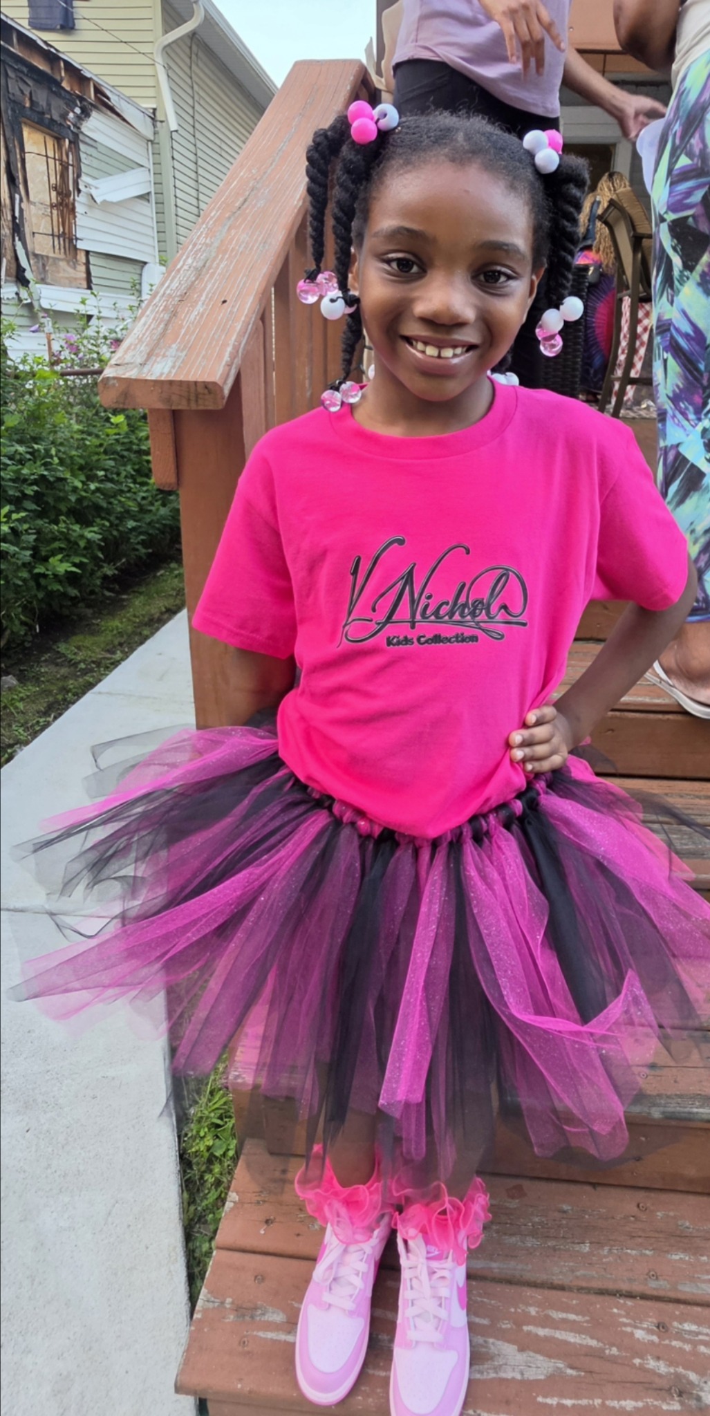 Pink and black tutu set